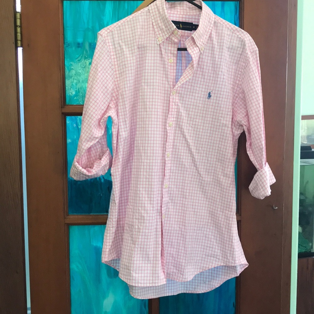 Ralph Lauren blouse, pink and white checkered